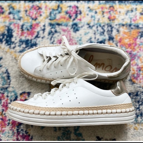 Sam Edelman Kavi Espadrille platform white sneakers - Picture 2 of 5